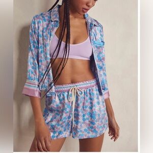 NWT FREE PEOPLE Intimately Sweet Talk PJ Set in Cool Lavender Combo Size Large